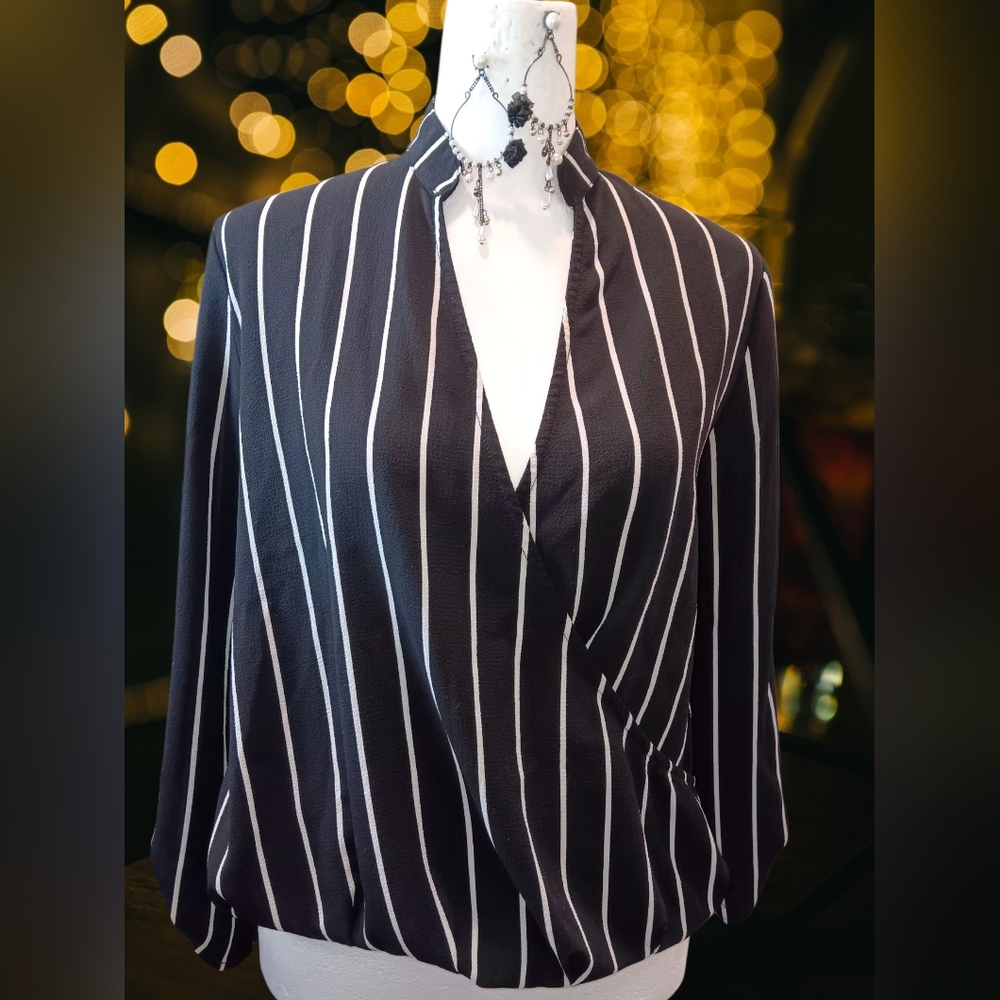 Black and White Striped Blouse
